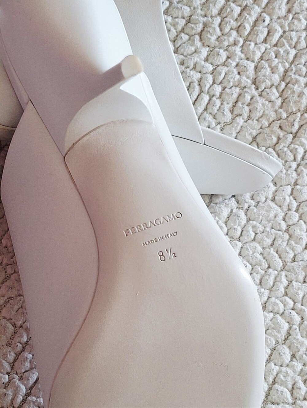 FERRAGAMO Era Leather Slide Sandals Mules White Women's US 8.5 Org $1,090 - Picture 11 of 16